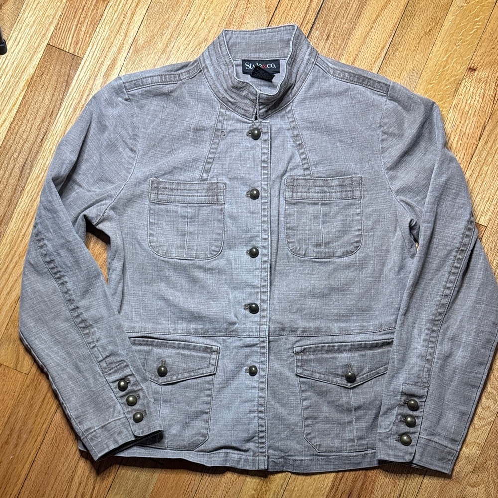 Style & Co. Jacket Light Brown Denim Jean Jacket M